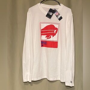 Buffalo Bills White Jersey Long Sleeve Crew Neck Tee New Era Men’s L NWT